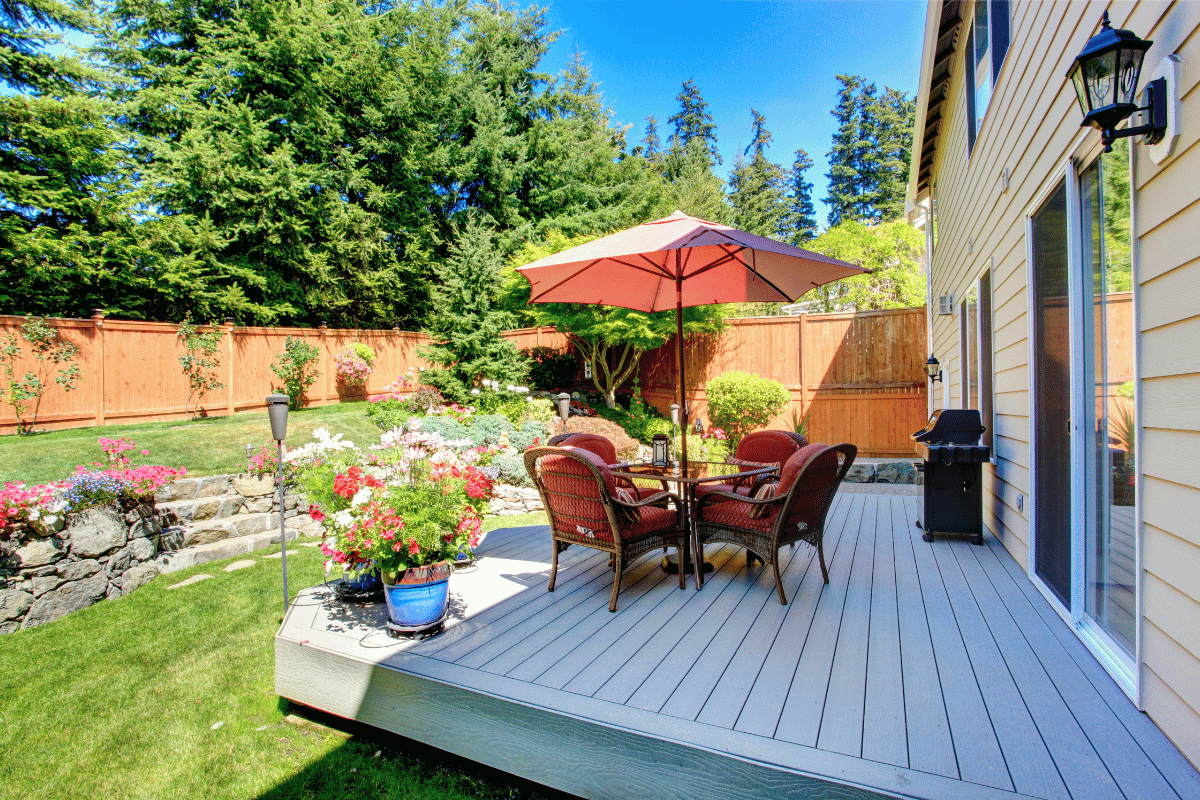 Residential outdoor patio and walkway